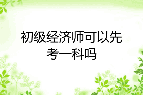 初级经济师可以先考一科吗