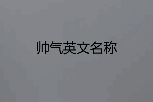 帅气英文名称