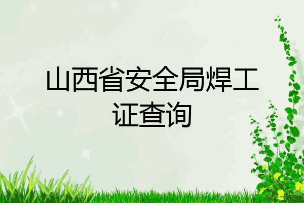 山西省安全局焊工证查询