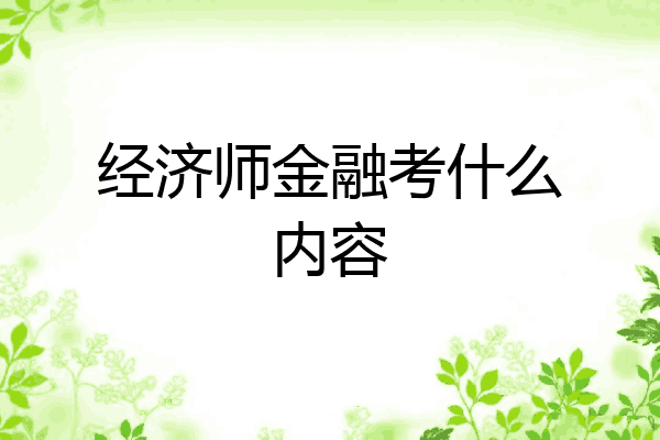 经济师金融考什么内容