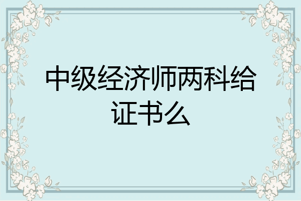 中级经济师两科给证书么