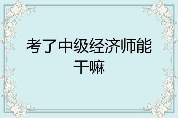 考了中级经济师能干嘛
