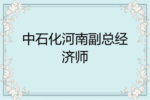 中石化河南副总经济师