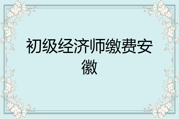 初级经济师缴费安徽