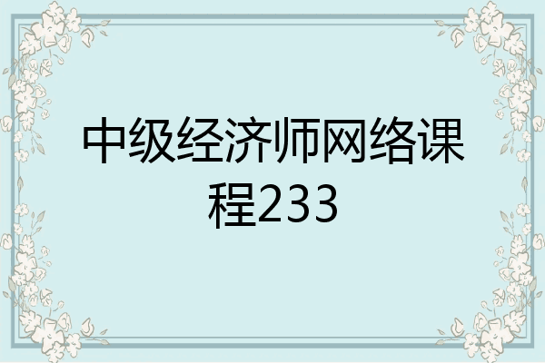 中级经济师网络课程233