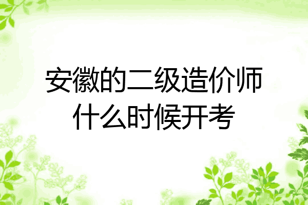 安徽的二级造价师什么时候开考
