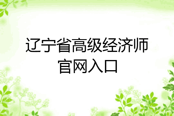 辽宁省高级经济师官网入口