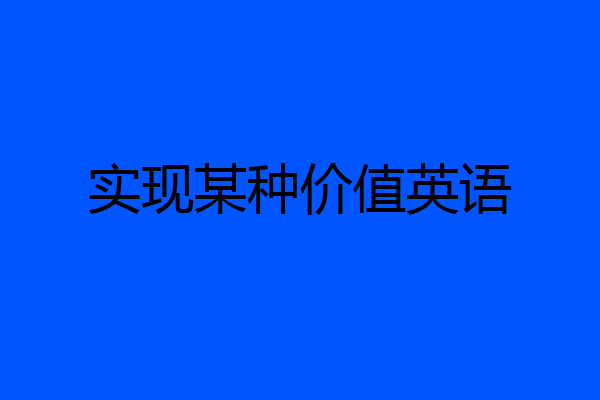 实现某种价值英语