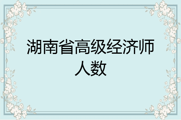 湖南省高级经济师人数