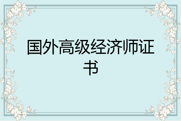 国外高级经济师证书