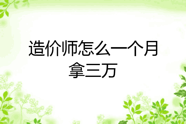 造价师怎么一个月拿三万