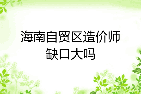 海南自贸区造价师缺口大吗