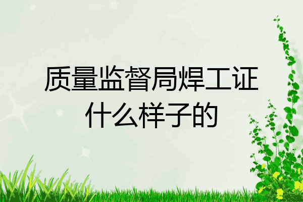 质量监督局焊工证什么样子的