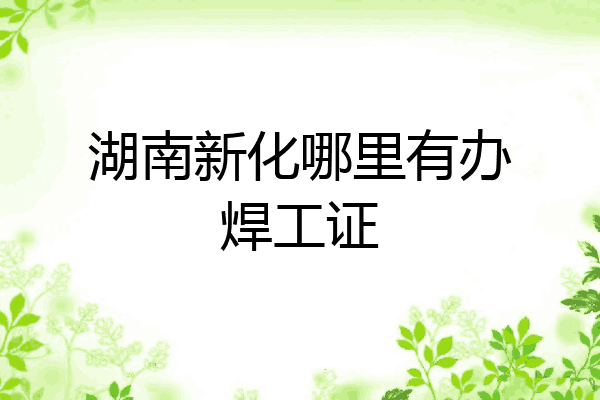 湖南新化哪里有办焊工证