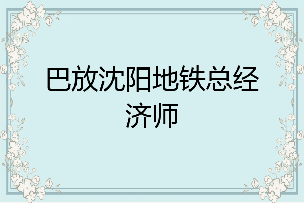 巴放沈阳地铁总经济师