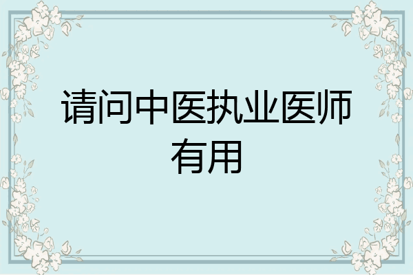 请问中医执业医师有用