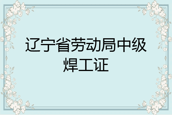 辽宁省劳动局中级焊工证