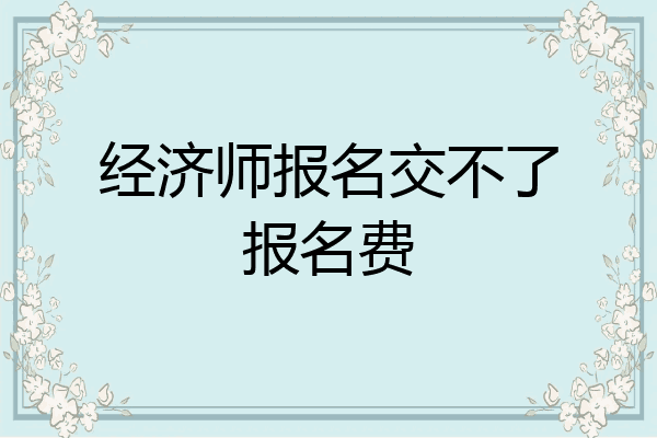 经济师报名交不了报名费