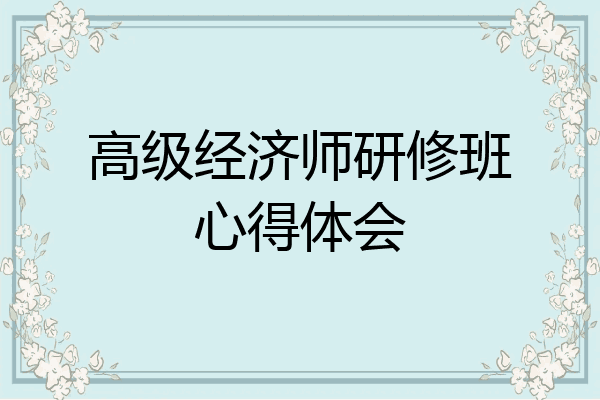 高级经济师研修班心得体会