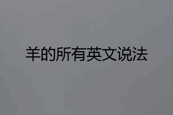 羊的所有英文说法
