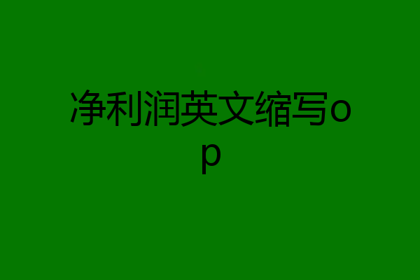 净利润英文缩写op