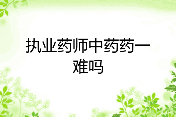 执业药师中药药一难吗