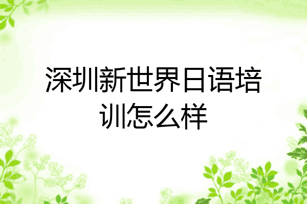 深圳新世界日语培训怎么样