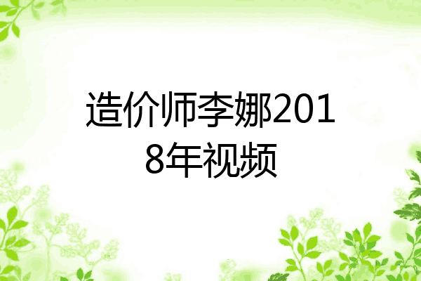 造价师李娜2018年视频