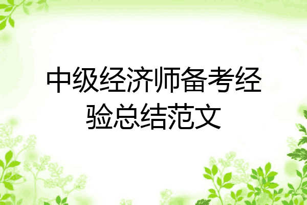 中级经济师备考经验总结范文