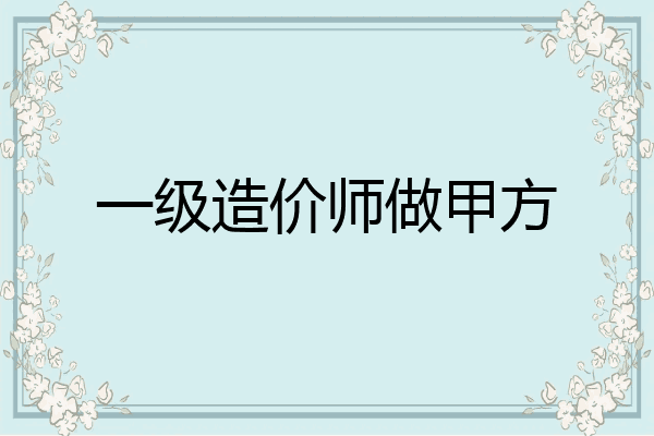 一级造价师做甲方