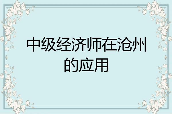 中级经济师在沧州的应用