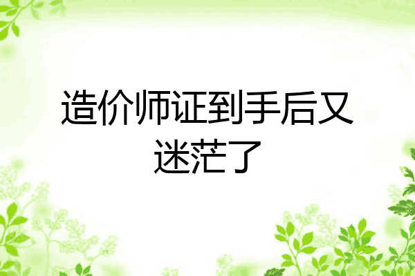 造价师证到手后又迷茫了