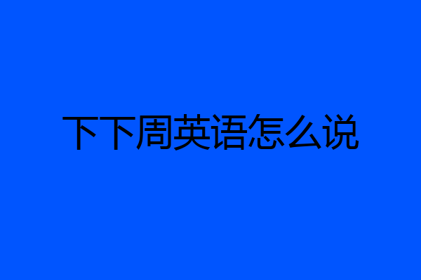下下周英语怎么说