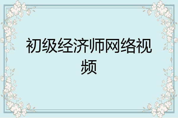 初级经济师网络视频
