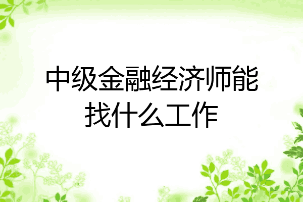 中级金融经济师能找什么工作
