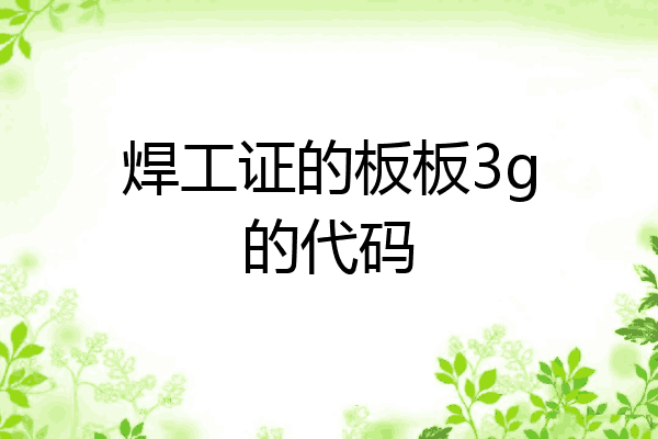 焊工证的板板3g的代码