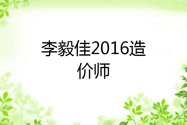 李毅佳2016造价师