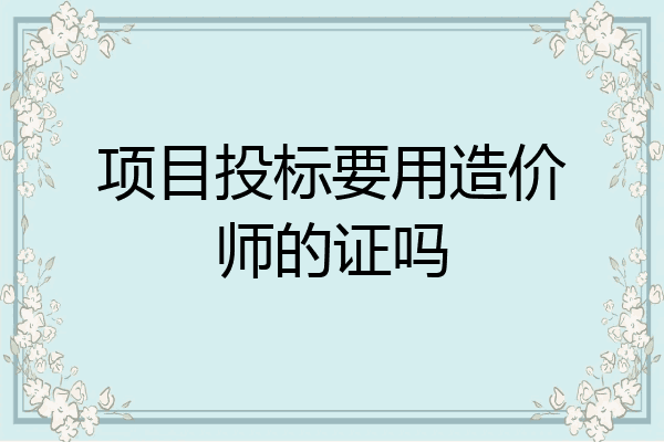 项目投标要用造价师的证吗