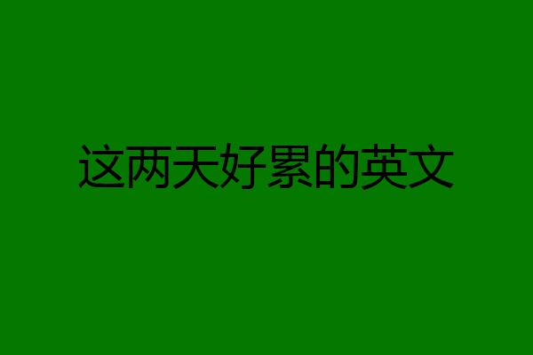 这两天好累的英文