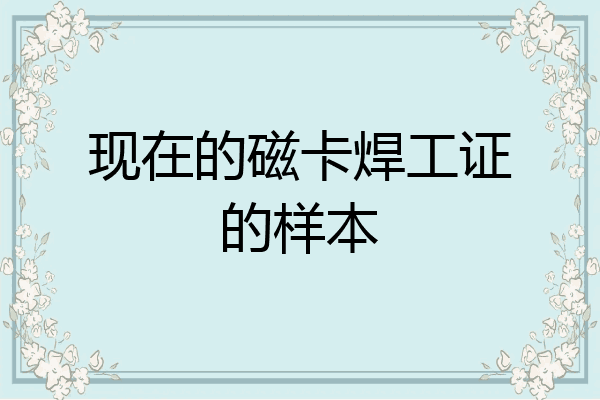 现在的磁卡焊工证的样本