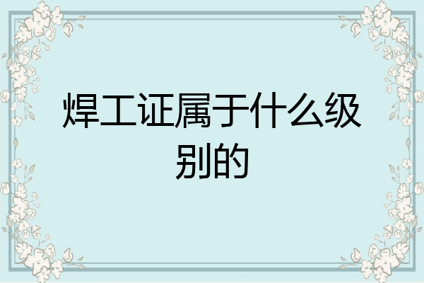 焊工证属于什么级别的