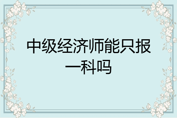 中级经济师能只报一科吗