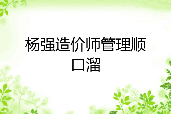 杨强造价师管理顺口溜