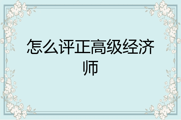 怎么评正高级经济师