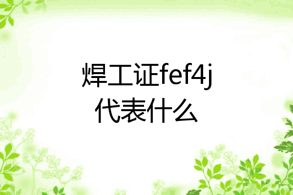 焊工证fef4j代表什么