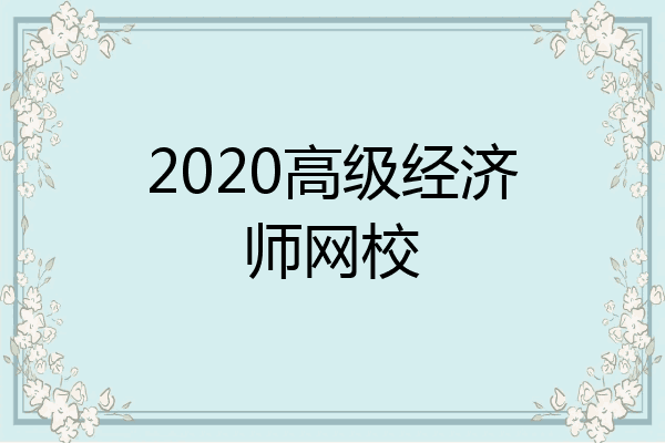 2020高级经济师网校