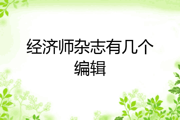 经济师杂志有几个编辑