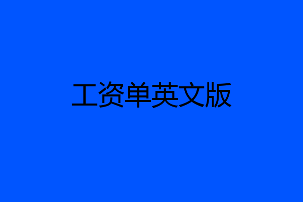 工资单英文版