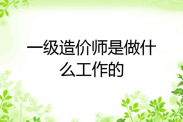 一级造价师是做什么工作的