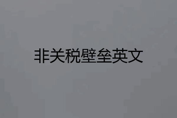 非关税壁垒英文